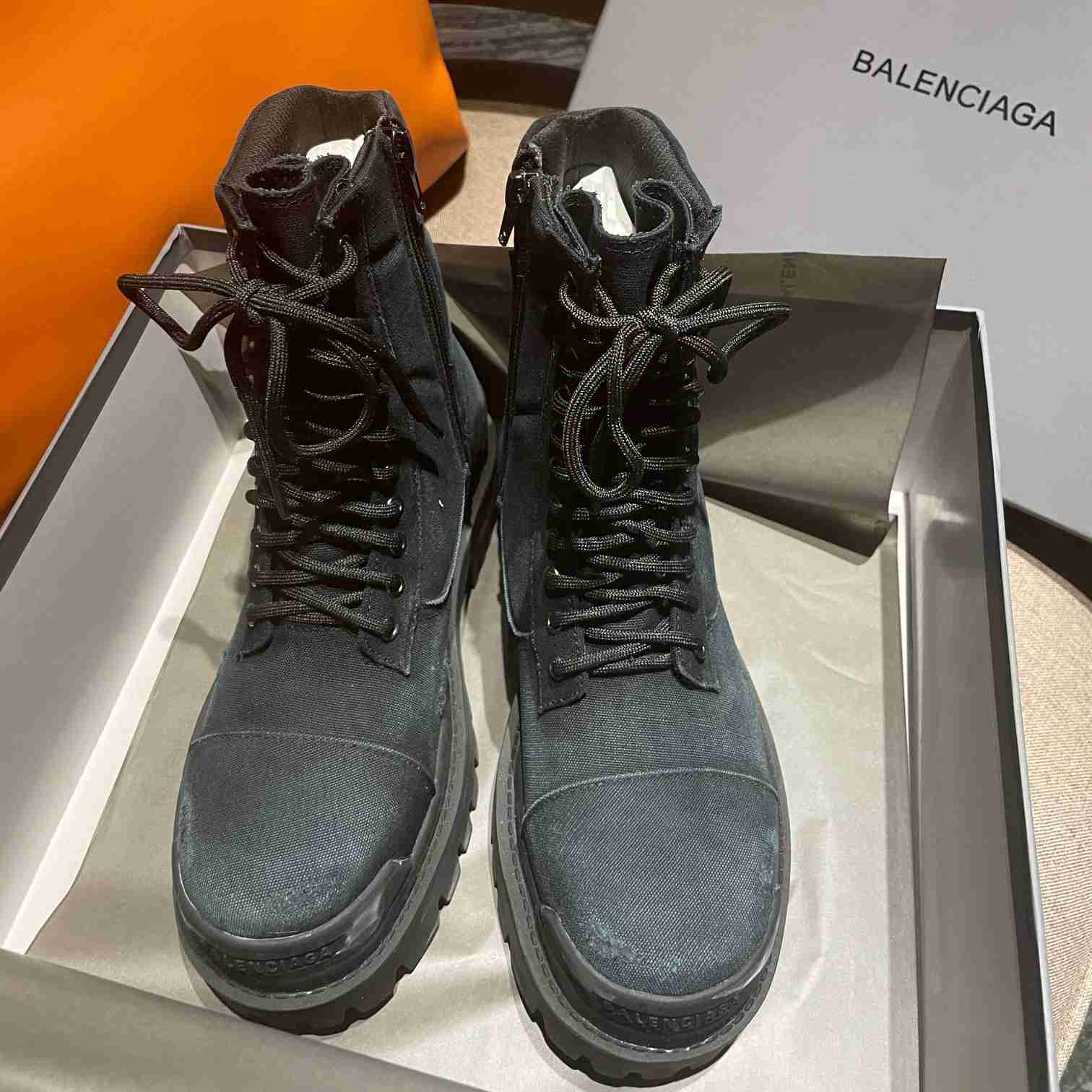 Balenciaga Worn-effect Combat Boots - DesignerGu