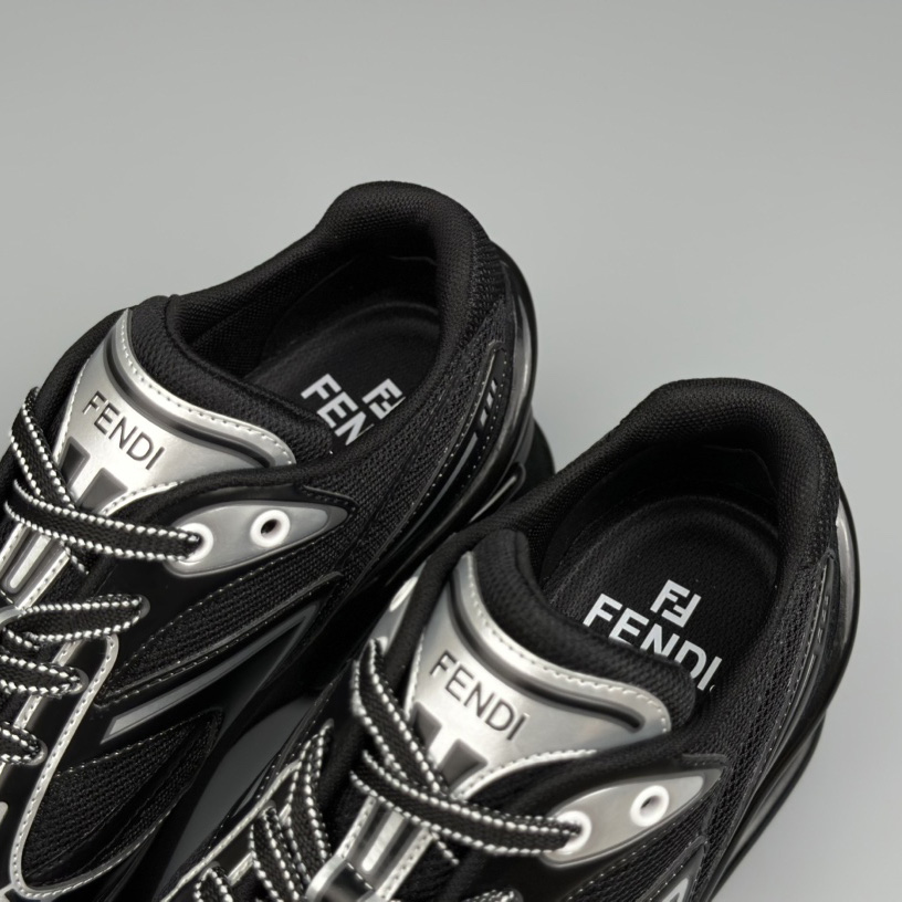 Fendi First 1 Black Fabric Running Shoes - DesignerGu