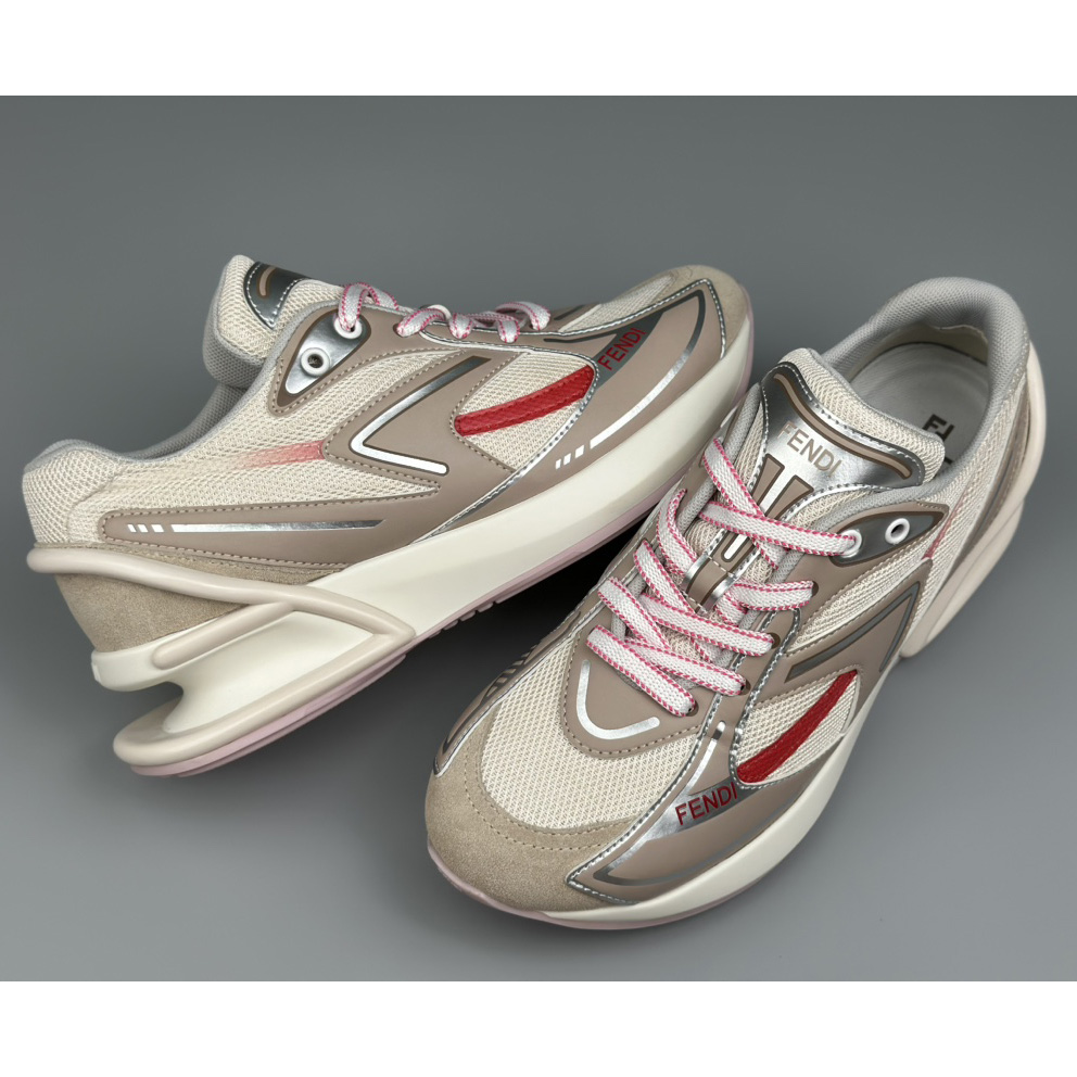 Fendi First 1 Beige Fabric Running Shoes - DesignerGu