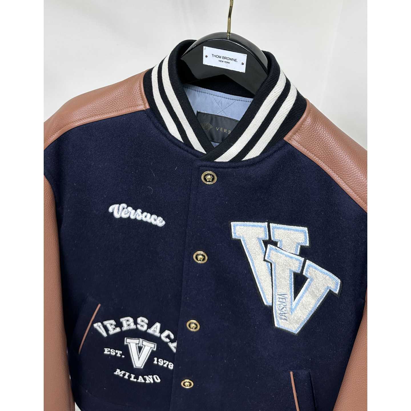 Versace Chest Logo-patch Detail Bomber Jacket - DesignerGu