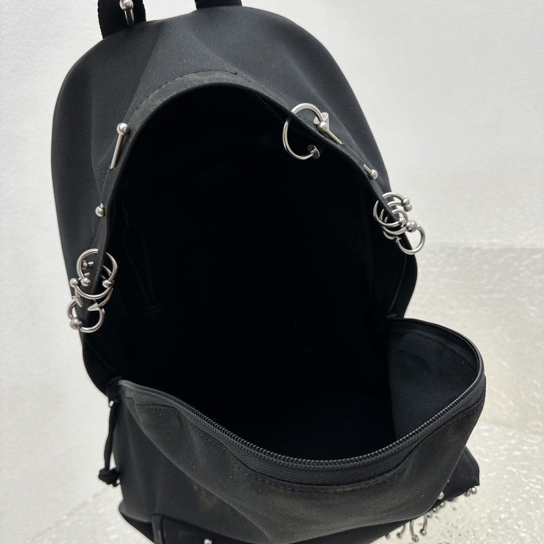 Balenciaga Explorer Backpack With Piercings In Black - DesignerGu