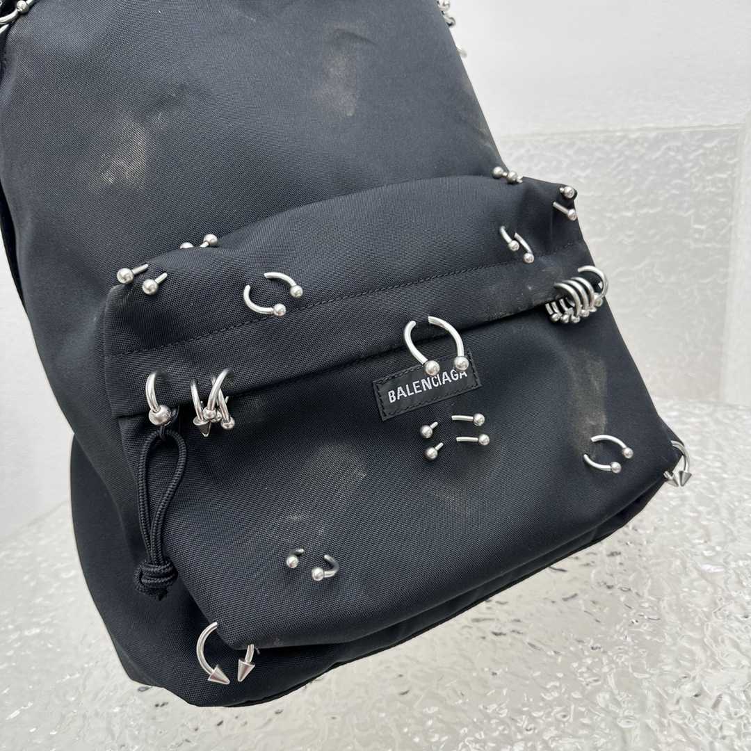 Balenciaga Explorer Backpack With Piercings In Black - DesignerGu