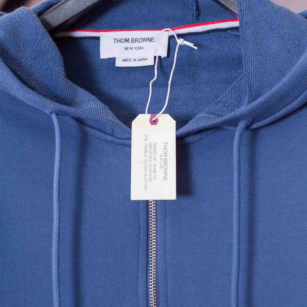 Thom Browne 4-Bar Zip-Up Cotton Hoodie - DesignerGu