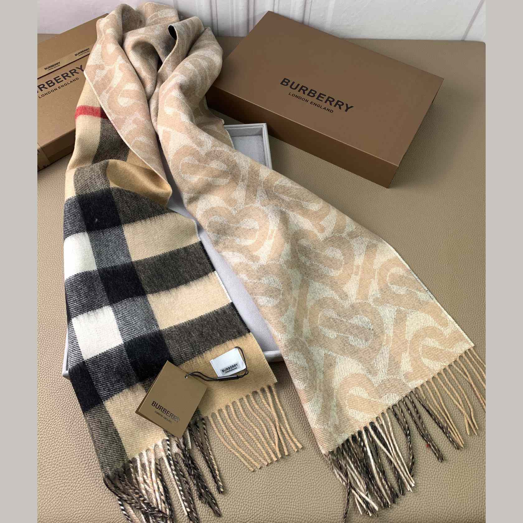 Burberry Check Cashmere Reversible Scarf - DesignerGu