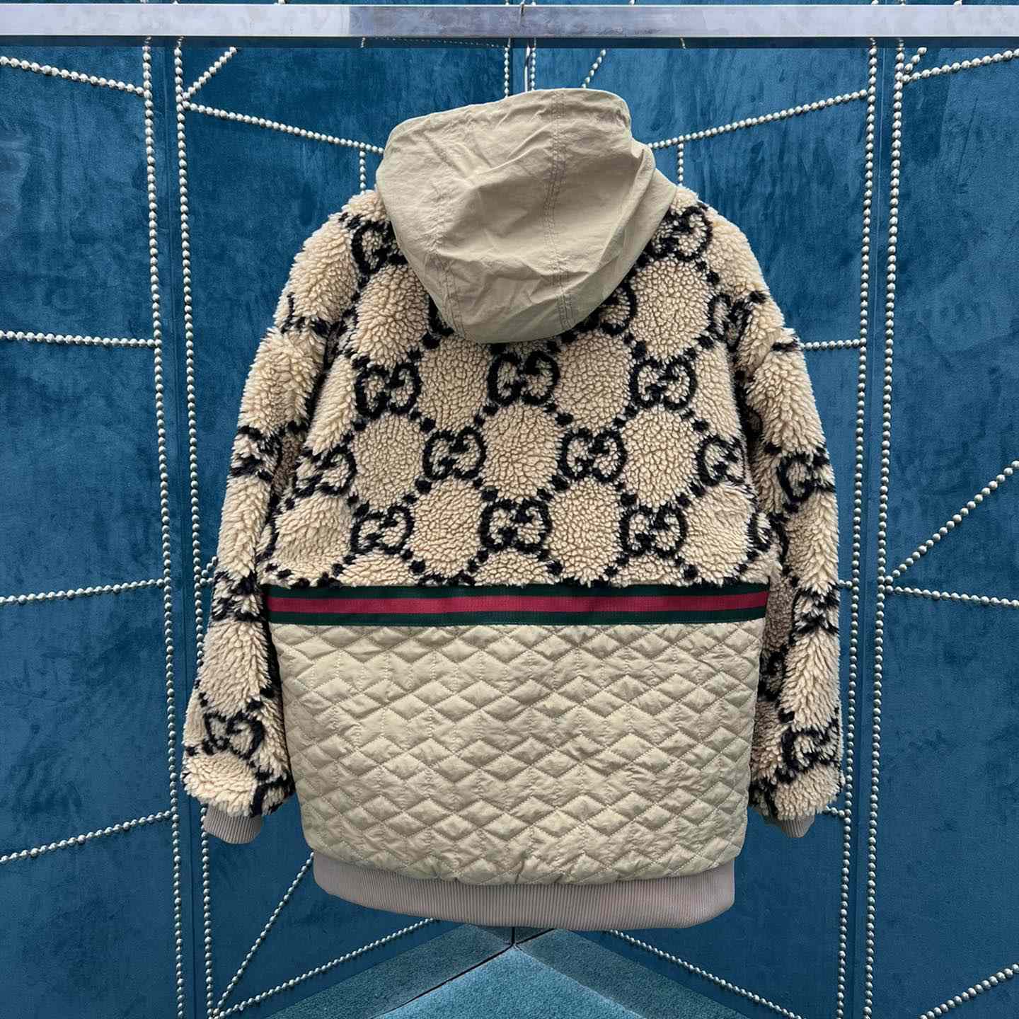 Gucci GG Jacquard Oversized Hooded Wool Jacket - DesignerGu