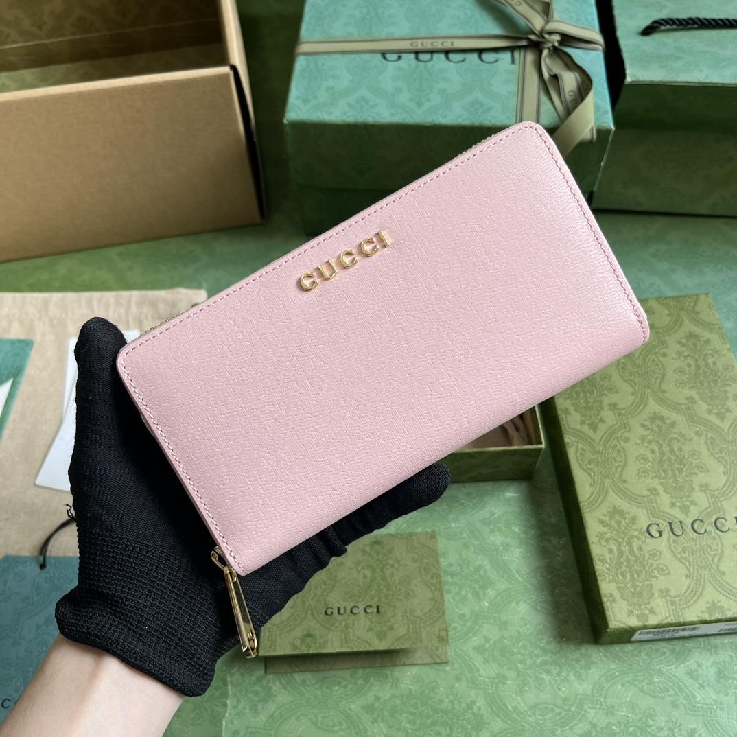 Gucci Zip Around Wallet With Gucci Script (20x 12.5 x4cm) - DesignerGu