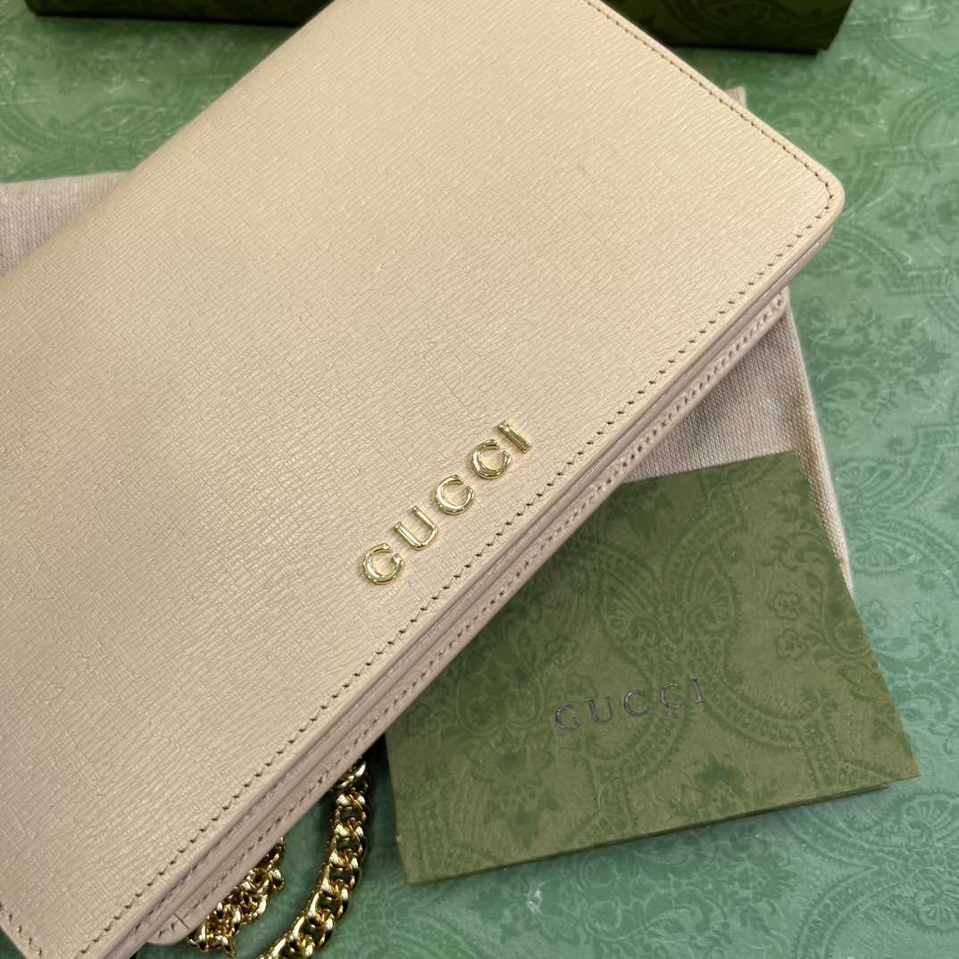 Gucci Chain Wallet With Gucci Script (12.5x 20x 4cm) - DesignerGu