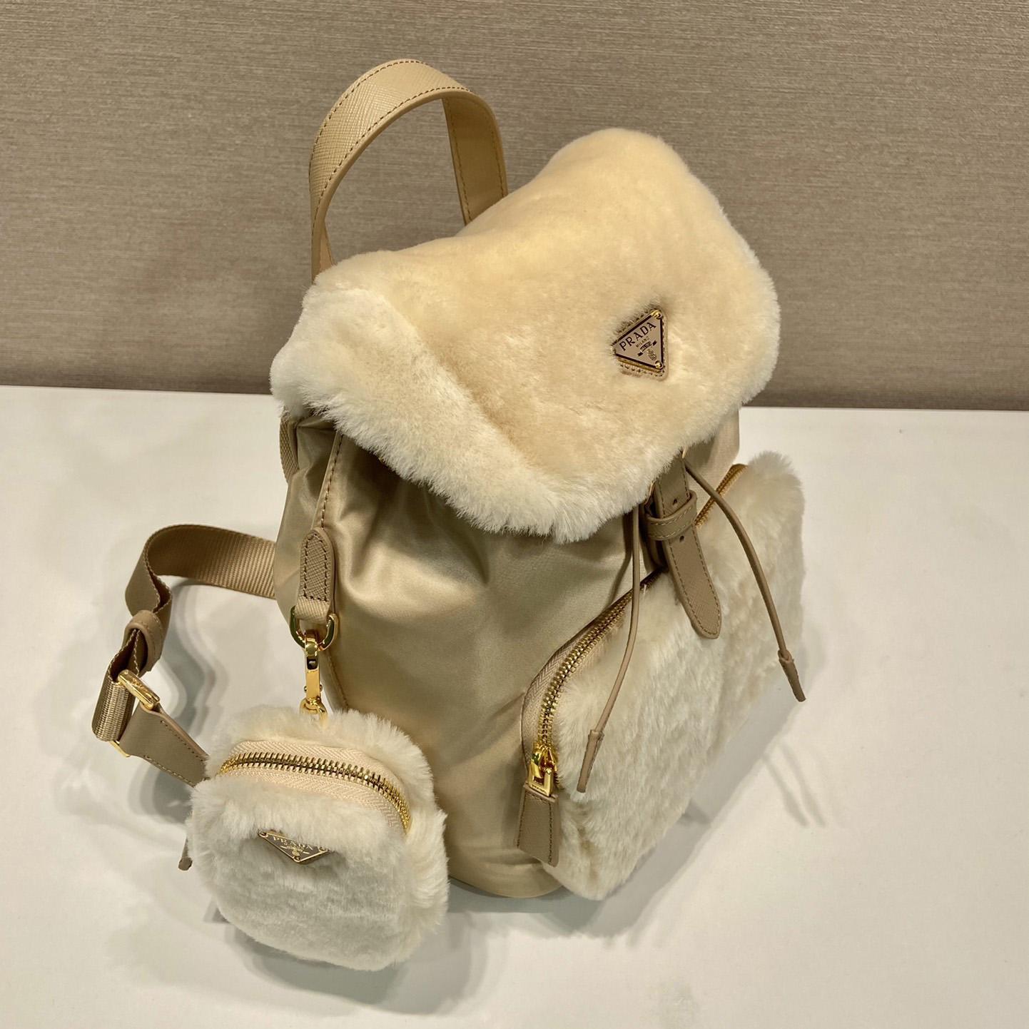 Prada Re-Nylon And Shearling Backpack - DesignerGu