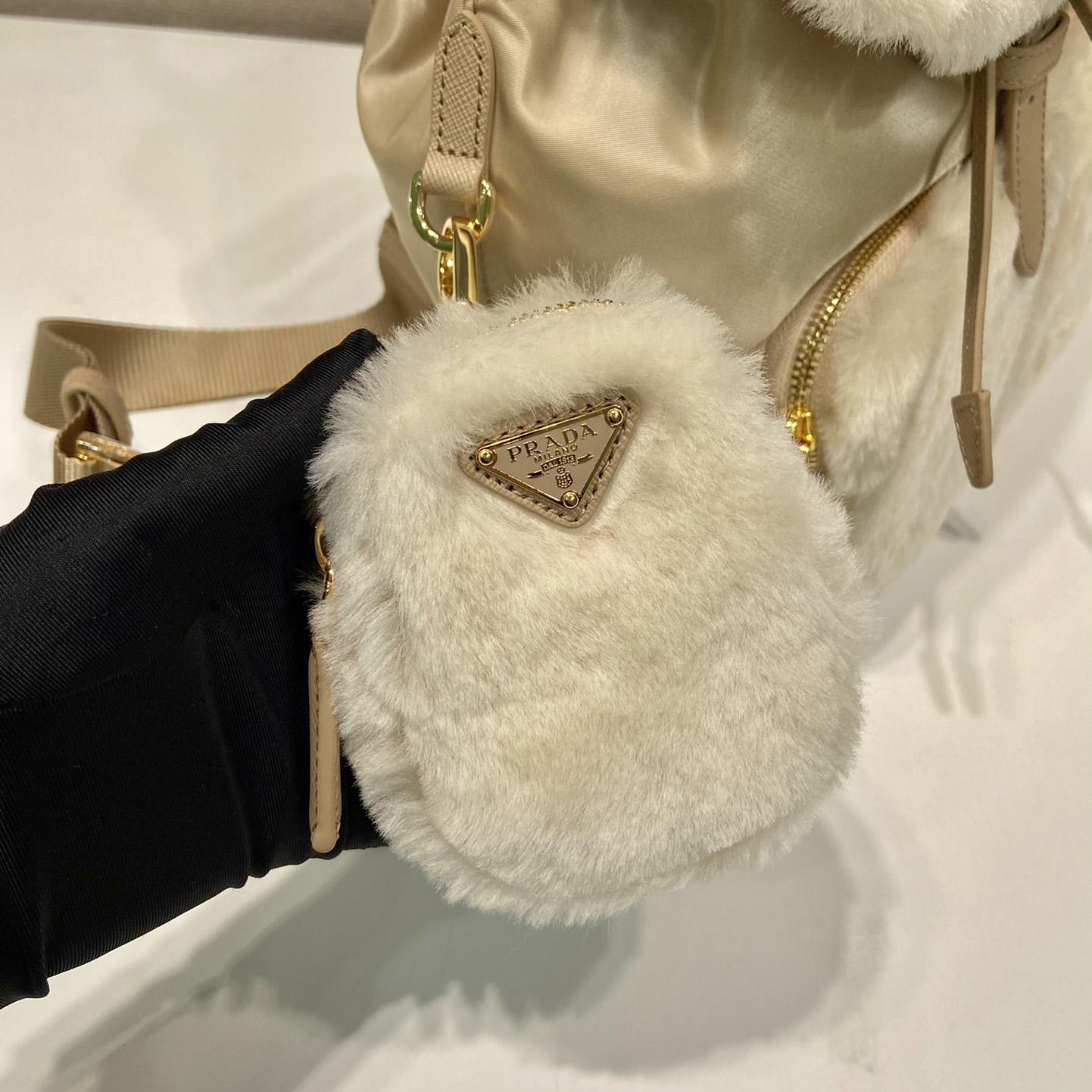 Prada Re-Nylon And Shearling Backpack - DesignerGu