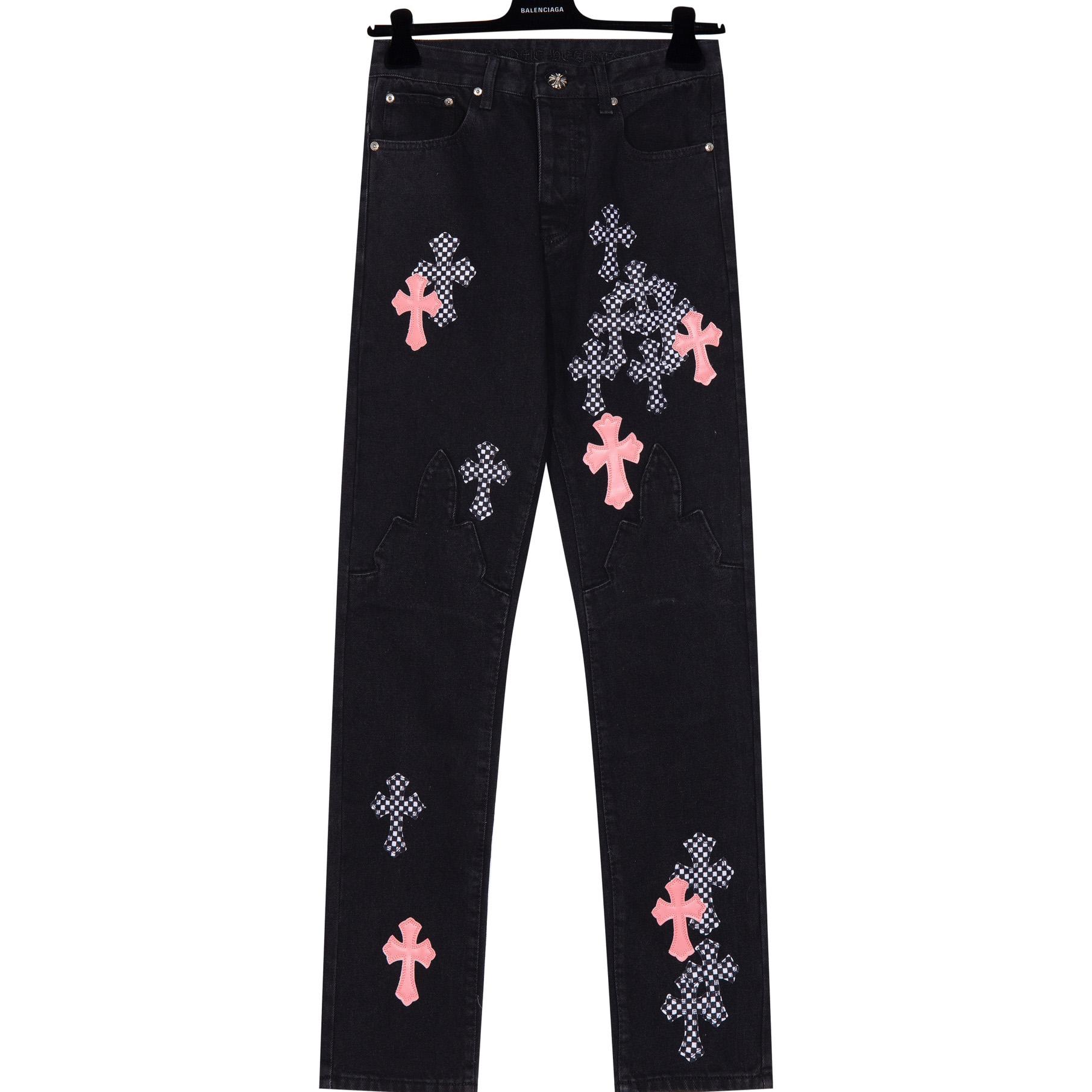 Chrome Heart Cross Patch Denim Jeans - DesignerGu