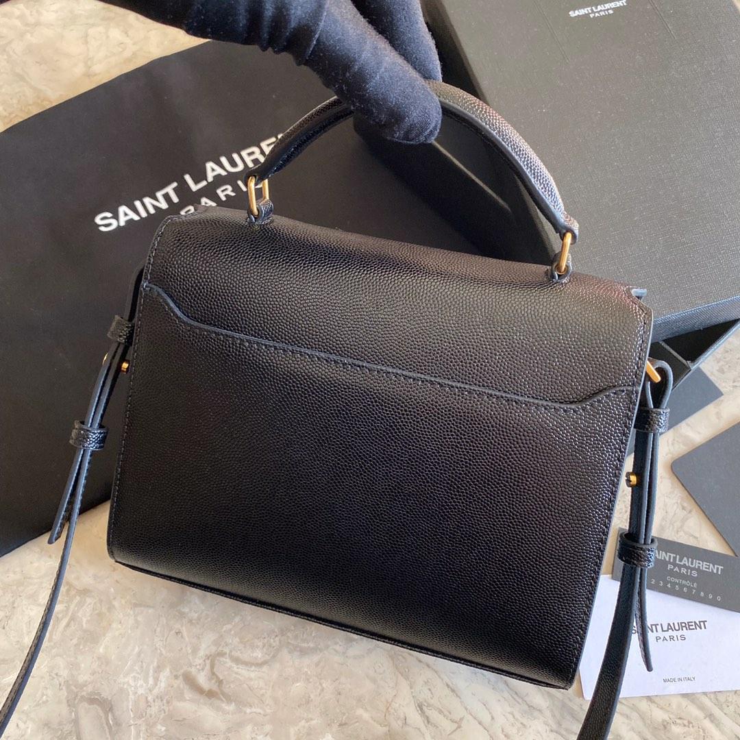 Saint Laurent Cassandra Mini Top Handle Bag In Grain De Poudre Embossed Leather - DesignerGu