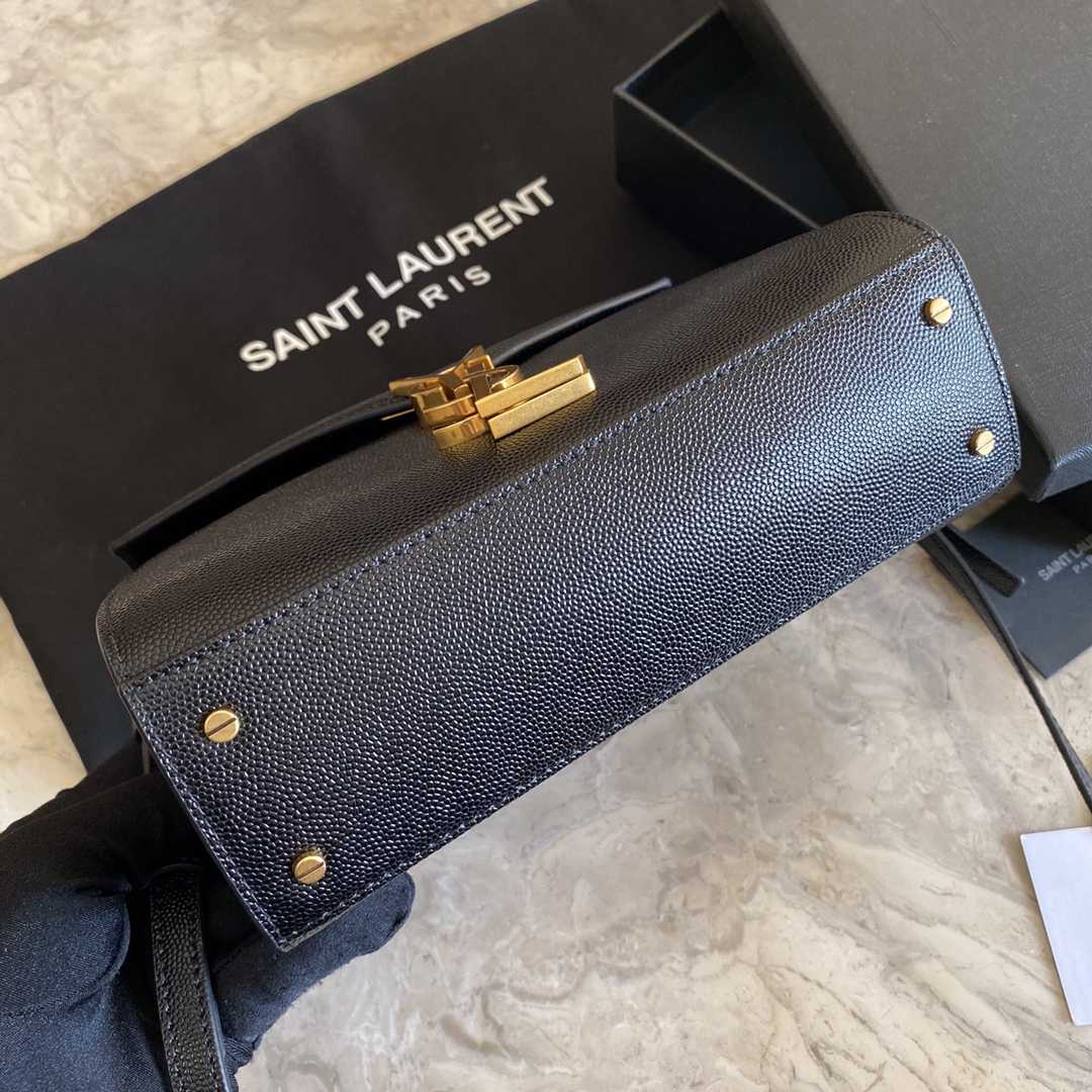 Saint Laurent Cassandra Mini Top Handle Bag In Grain De Poudre Embossed Leather - DesignerGu