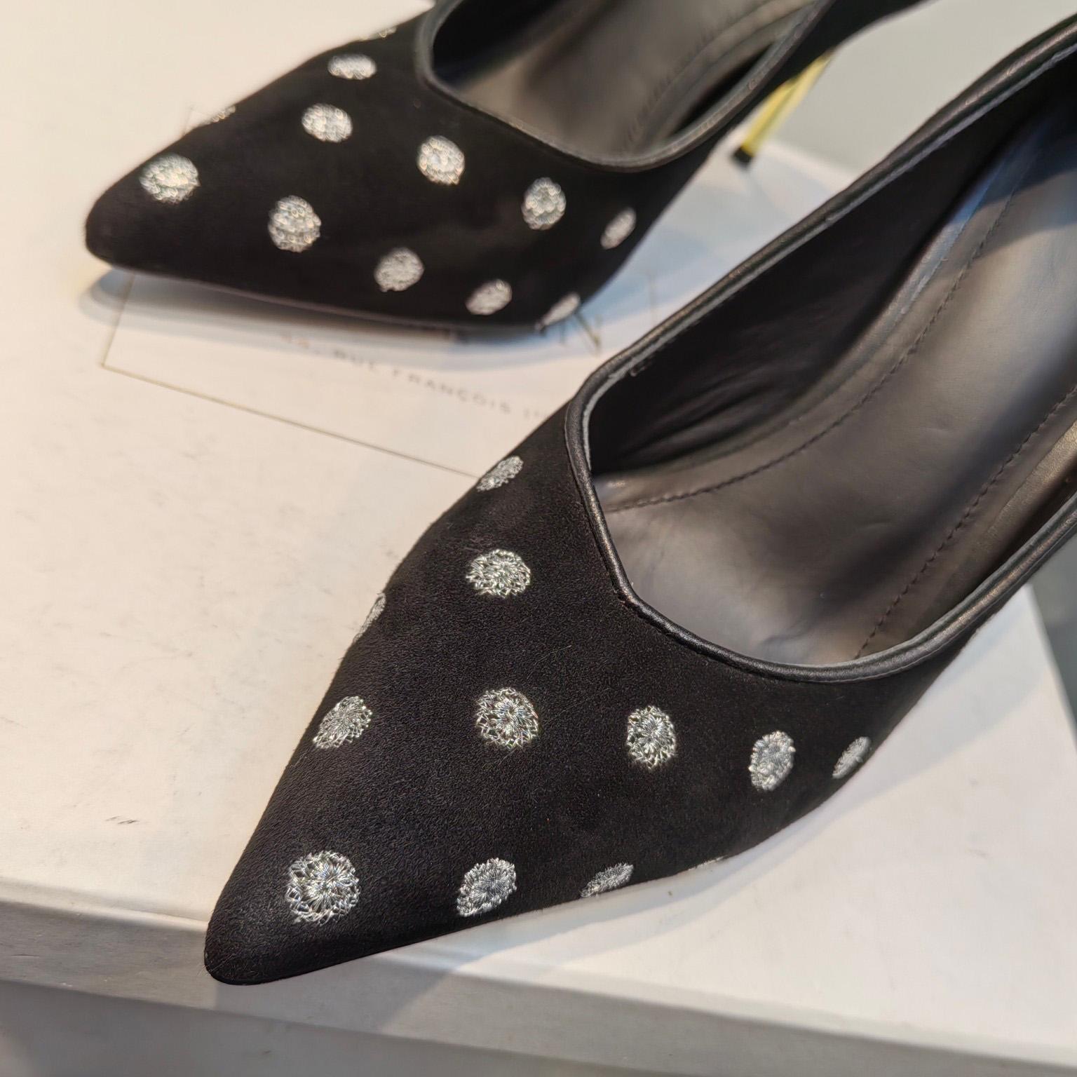 Balmain Polka Dot Velvet Pumps  - DesignerGu