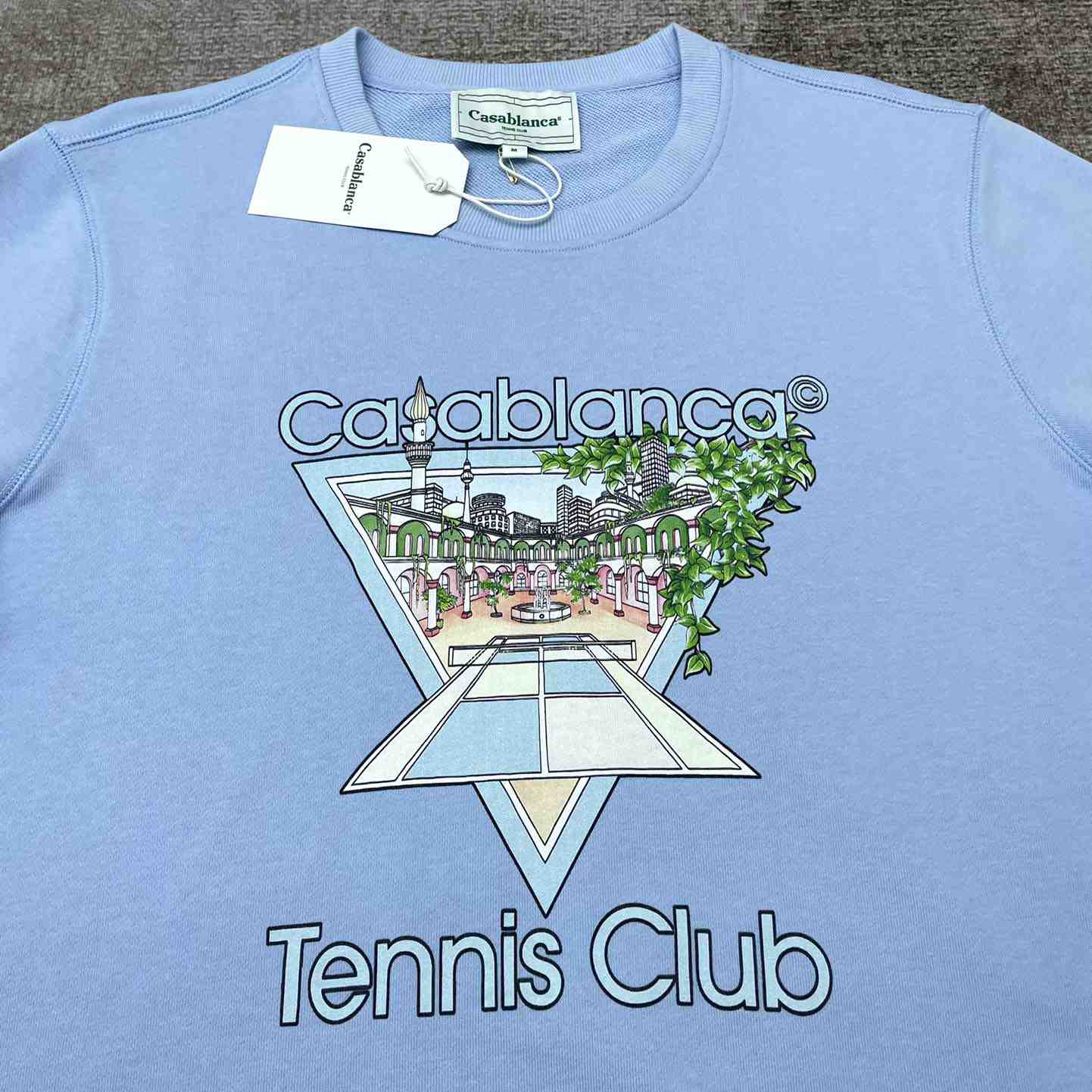 Casablanca Tennis Club Icon Printed Crewneck Sweatshirt - DesignerGu