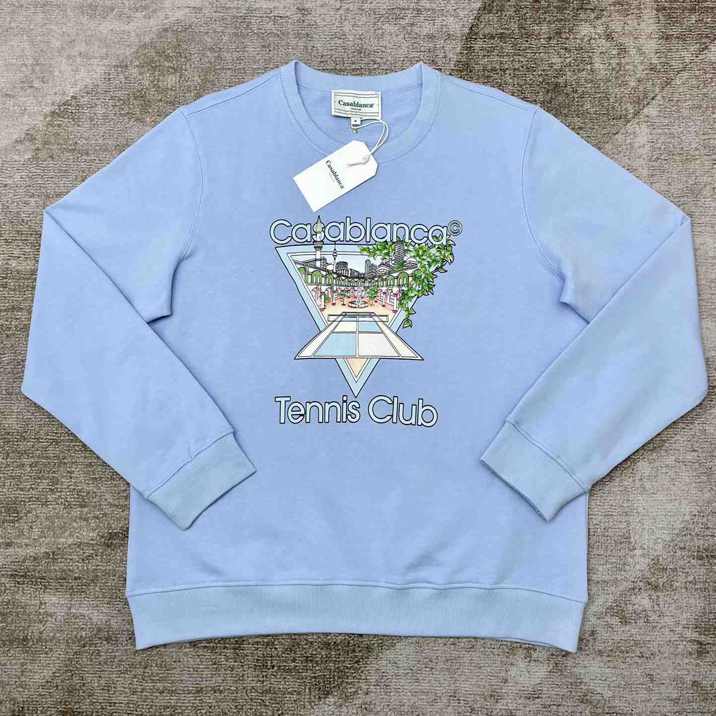 Casablanca Tennis Club Icon Printed Crewneck Sweatshirt - DesignerGu