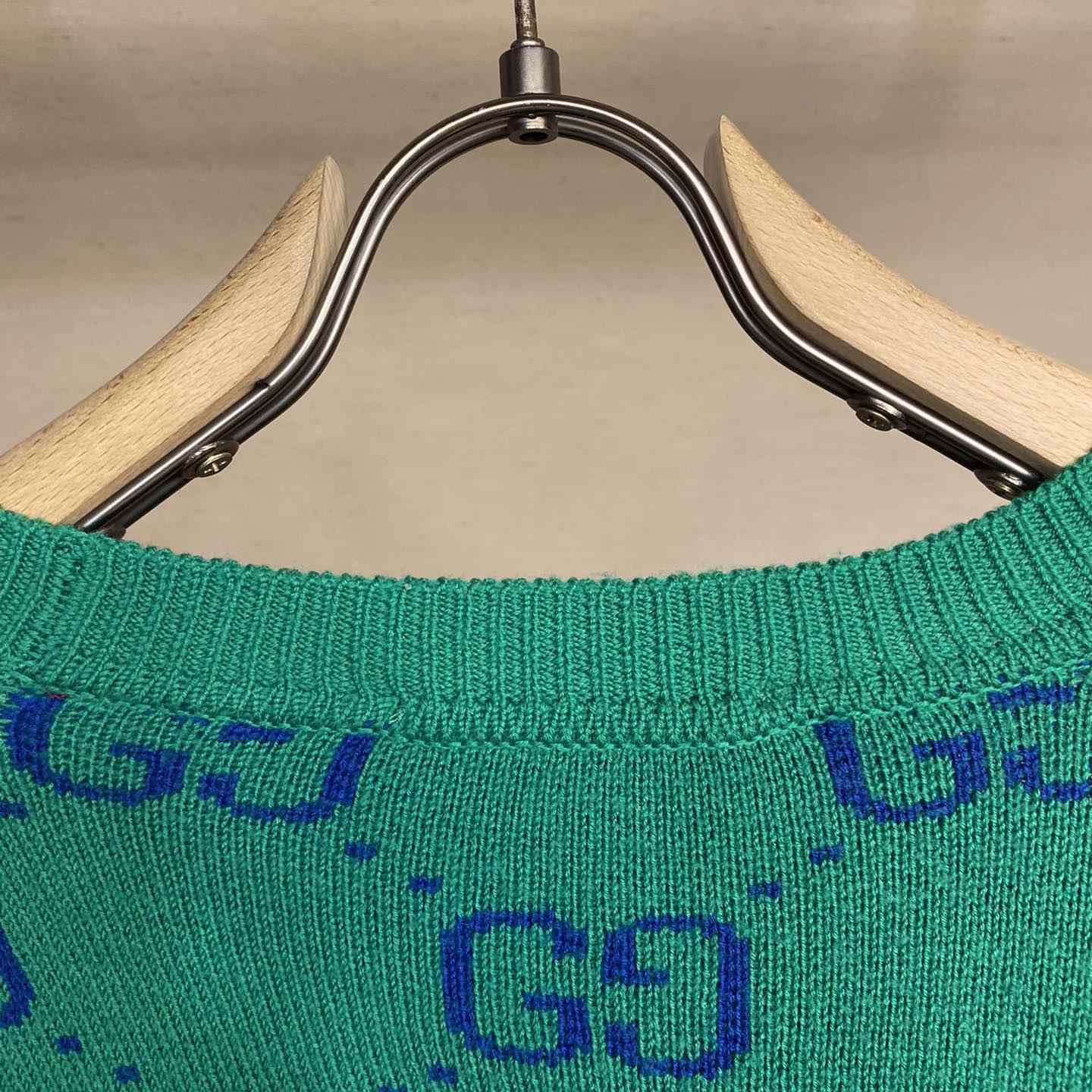 Gucci Green Knit GG Cardigan  - DesignerGu