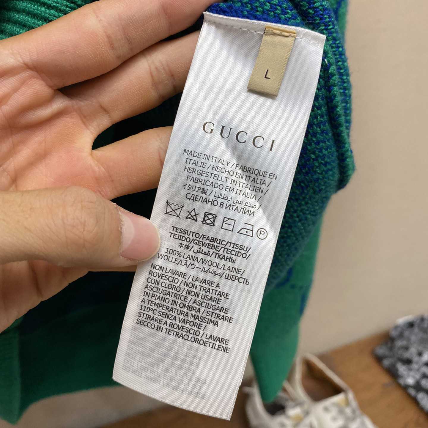 Gucci Green Knit GG Cardigan  - DesignerGu