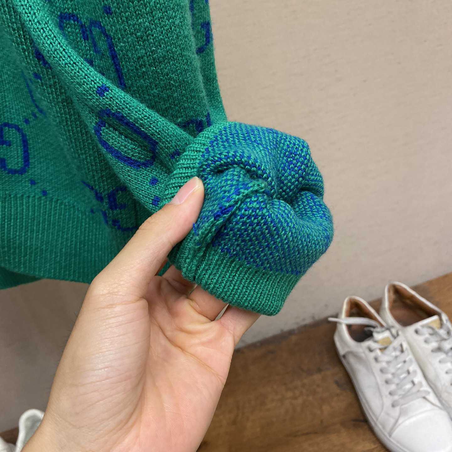 Gucci Green Knit GG Cardigan  - DesignerGu