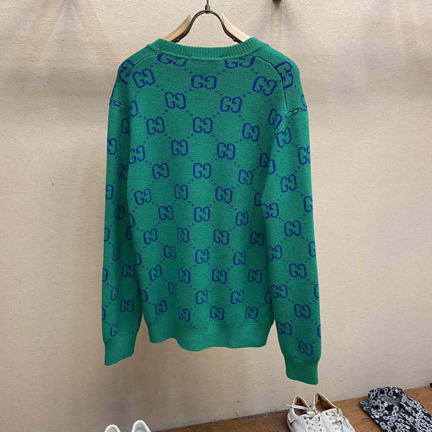 Gucci Green Knit GG Cardigan  - DesignerGu