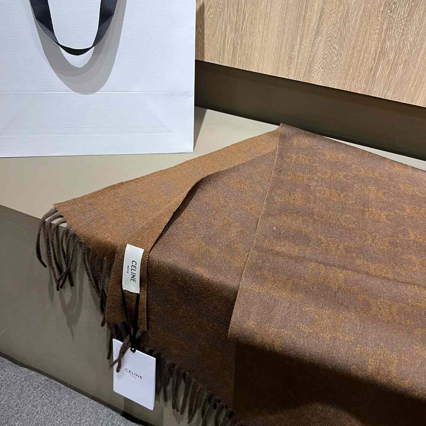 Celine Scarf In Monogram Cashmere Brown/toffee - DesignerGu