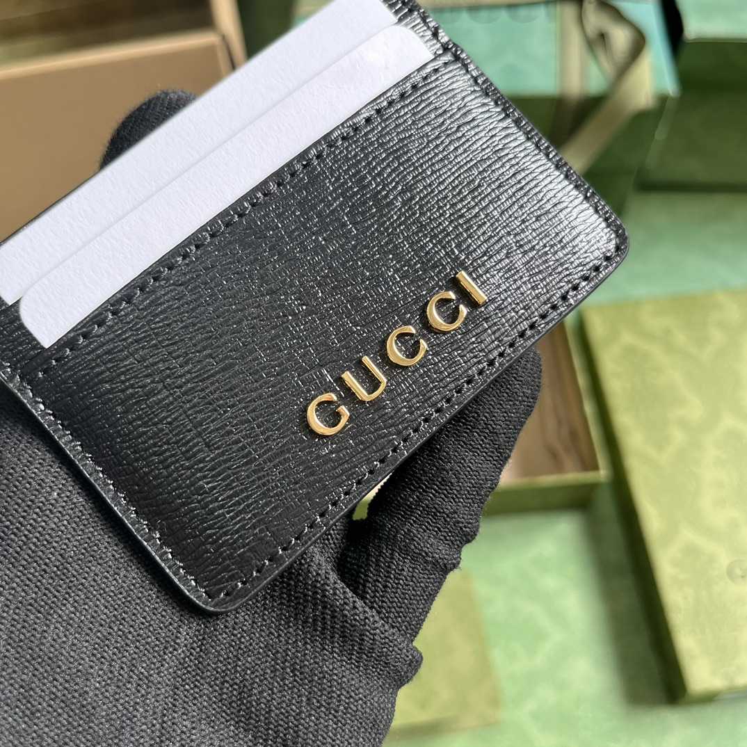 Gucci Card Case With Gucci Script - DesignerGu