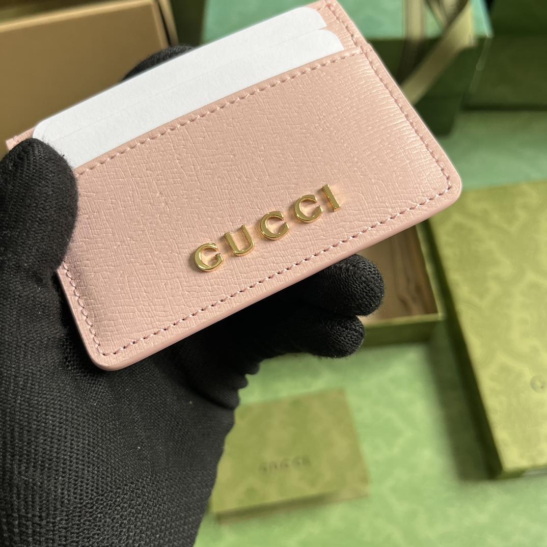 Gucci Card Case With Gucci Script - DesignerGu