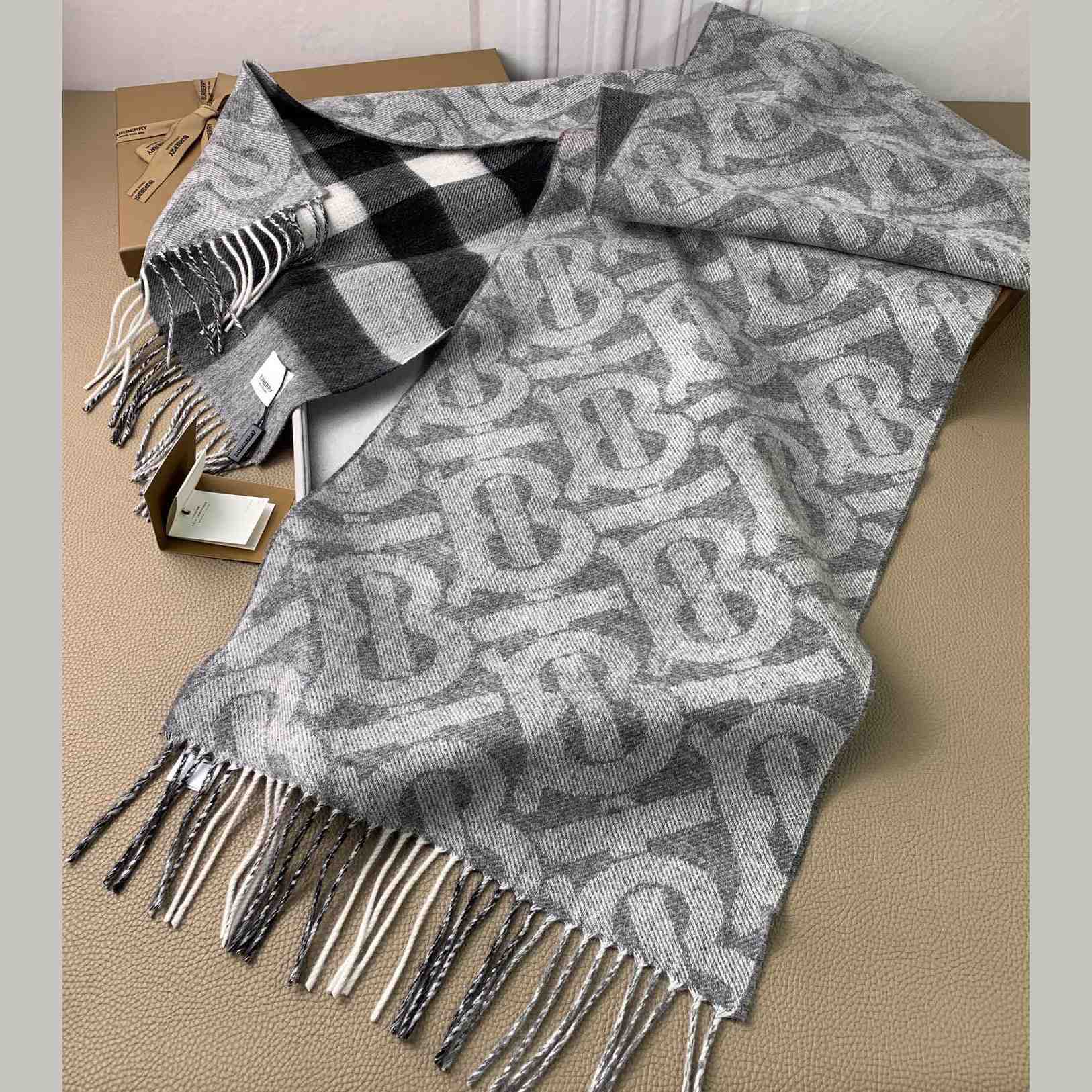 Burberry Check Cashmere Reversible Scarf - DesignerGu