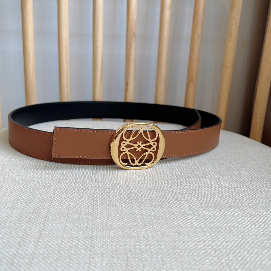 Loewe Reversible Anagram Ellipse belt In Smooth Calfskin - DesignerGu