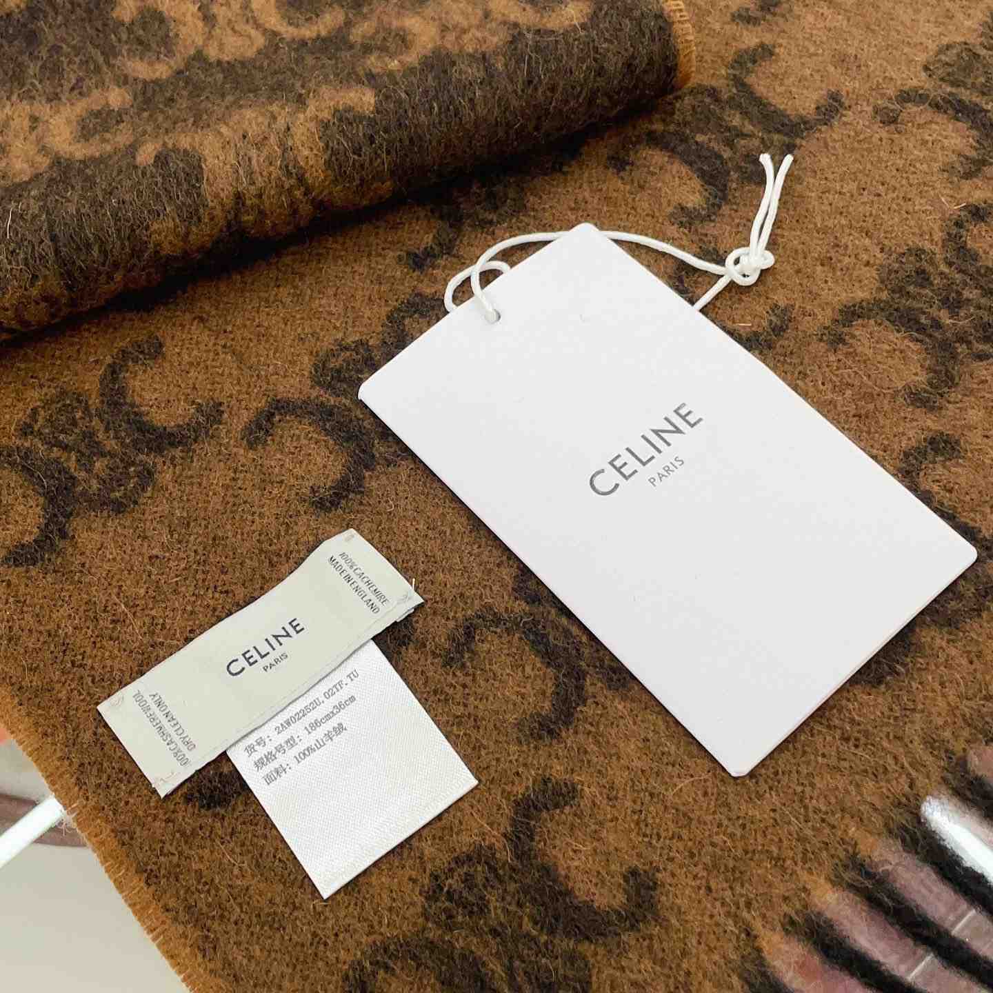 Celine Fringed Scarf In Monogram Cashmere  - DesignerGu