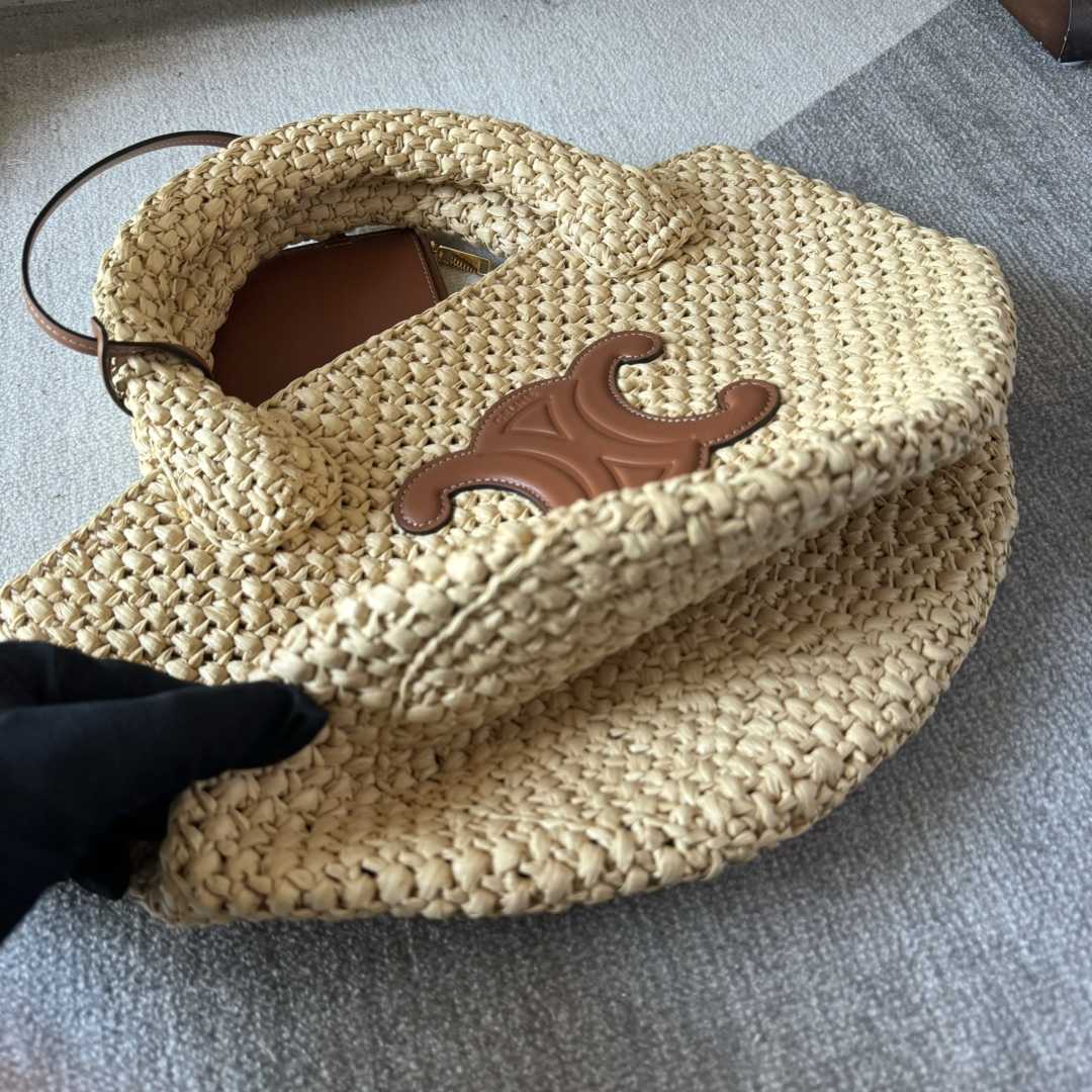 Celine Supple Small Triomphe Celine Classic Panier In Raffia And Calfskin - DesignerGu