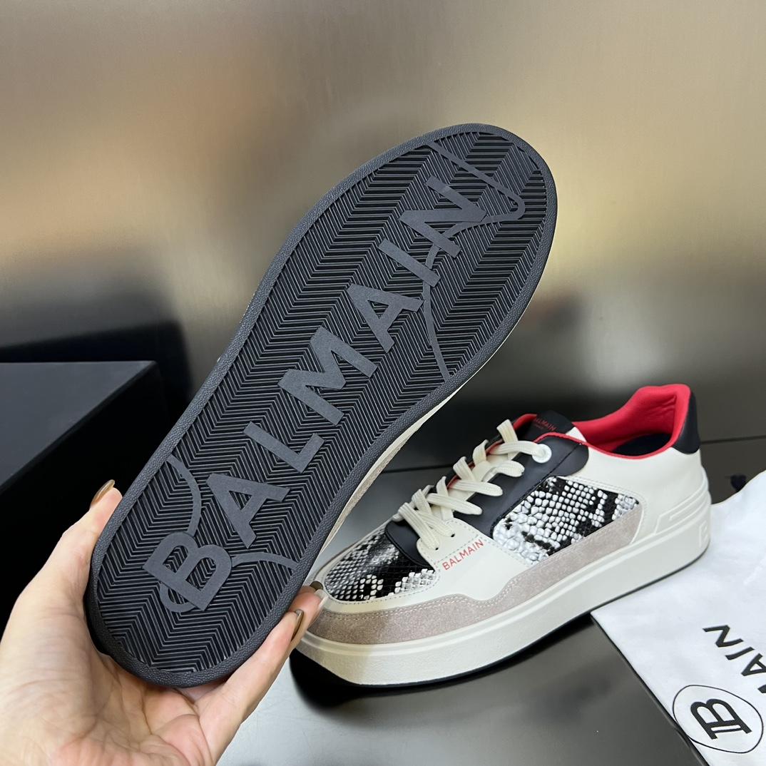 Balmain B-Court Flip Snakeskin-effect Leather And Suede Trainers - DesignerGu