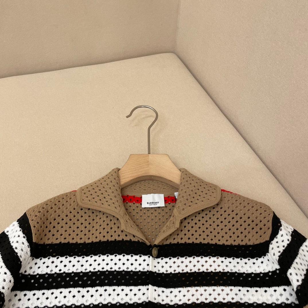 Burberry Icon Stripe Pointelle Knit Shirt - DesignerGu