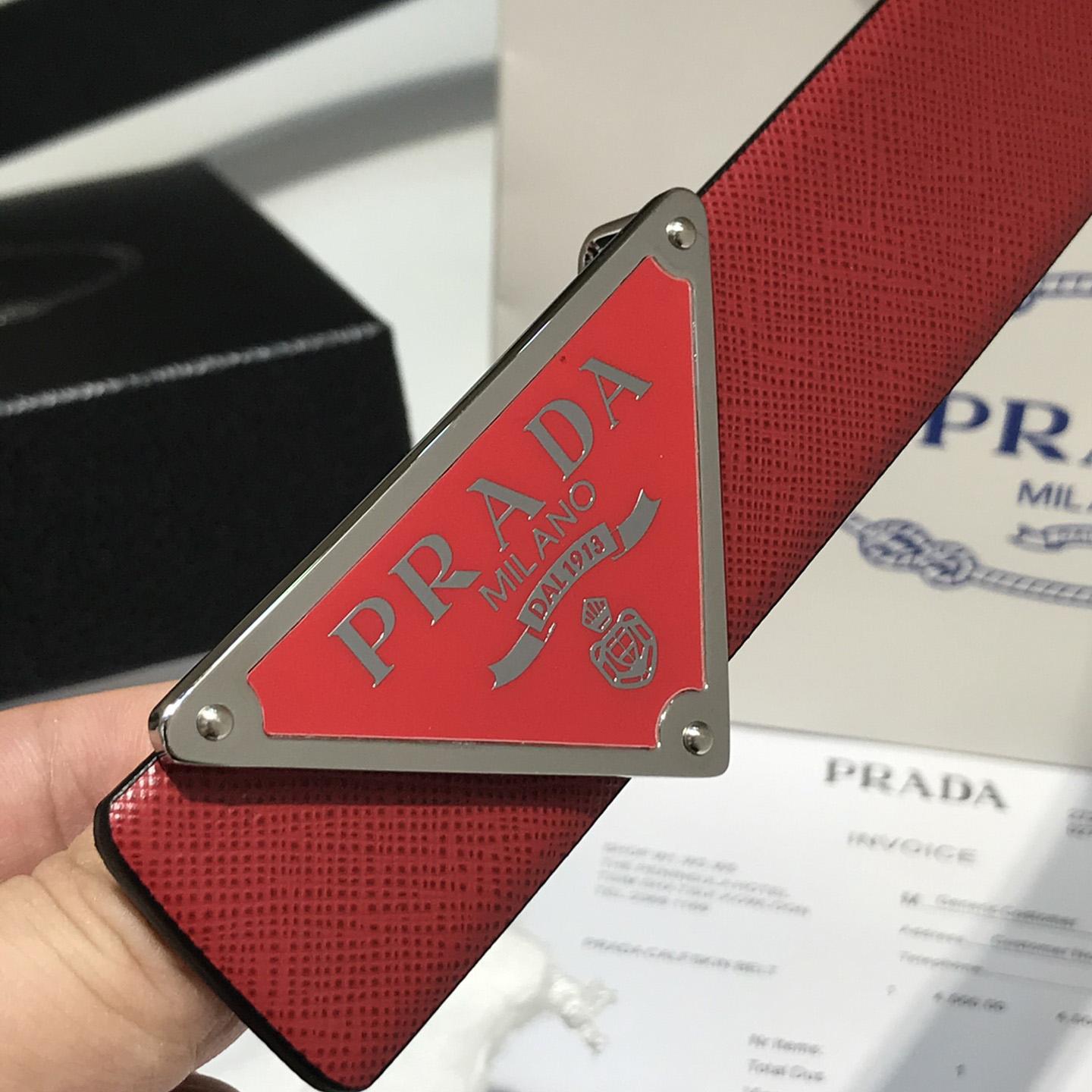 Prada Reversible Saffiano Leather Belt Strap - DesignerGu