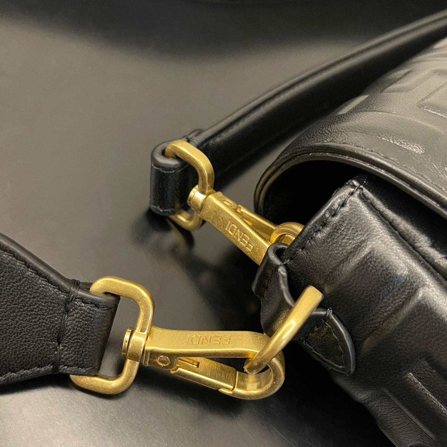 Fendi Baguette Black Leather Bag - DesignerGu