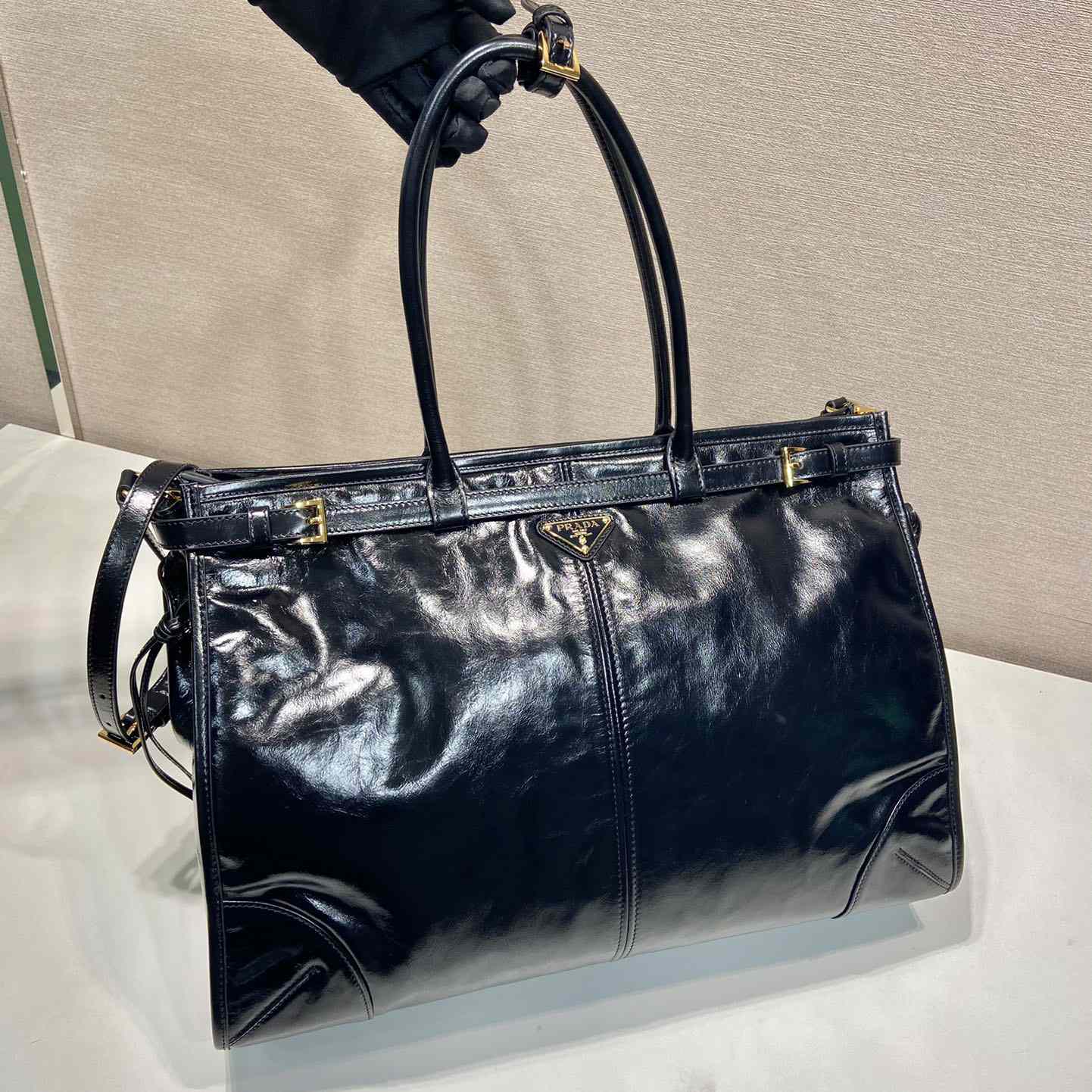 Prada Large Leather Handbag - DesignerGu