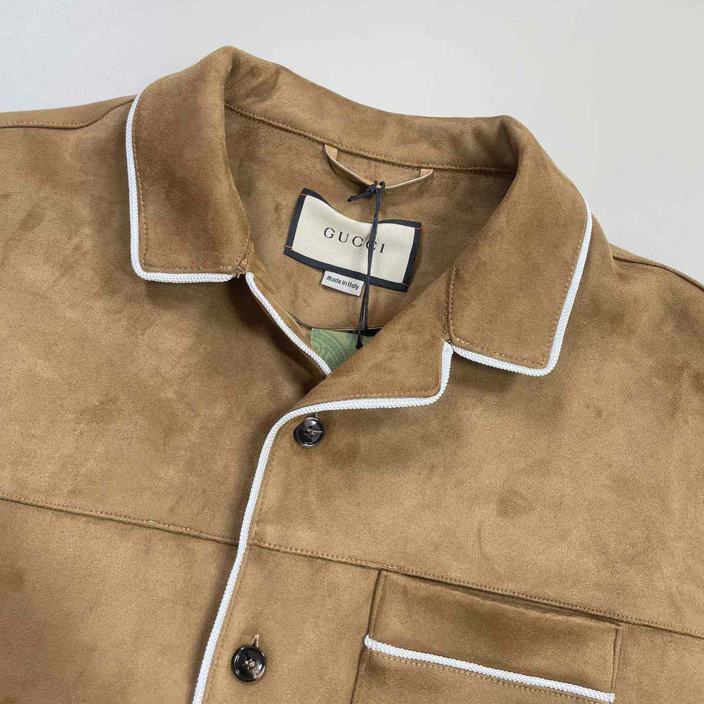 Gucci Suede Shirt With Embroidery  - DesignerGu