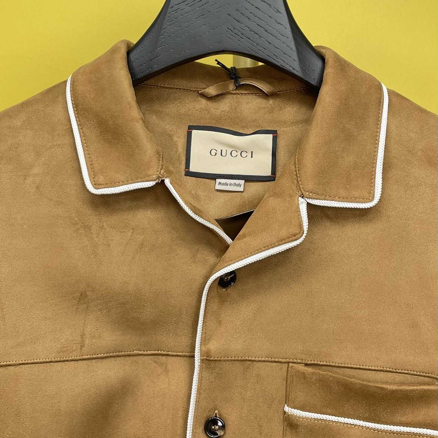 Gucci Suede Shirt With Embroidery  - DesignerGu