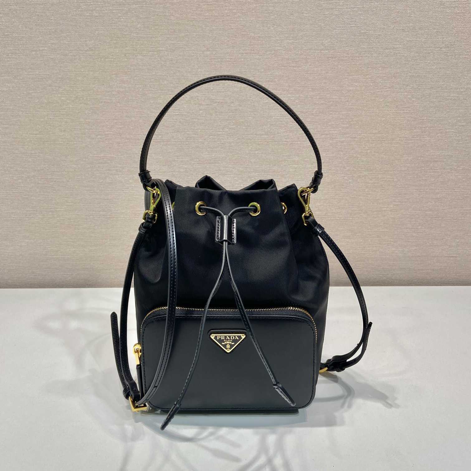 Prada Duet Re-Nylon And Brushed Bucket Bag - DesignerGu