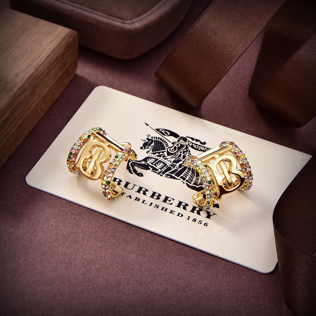 Burberry Logo Crystal Embellished Earrings - DesignerGu