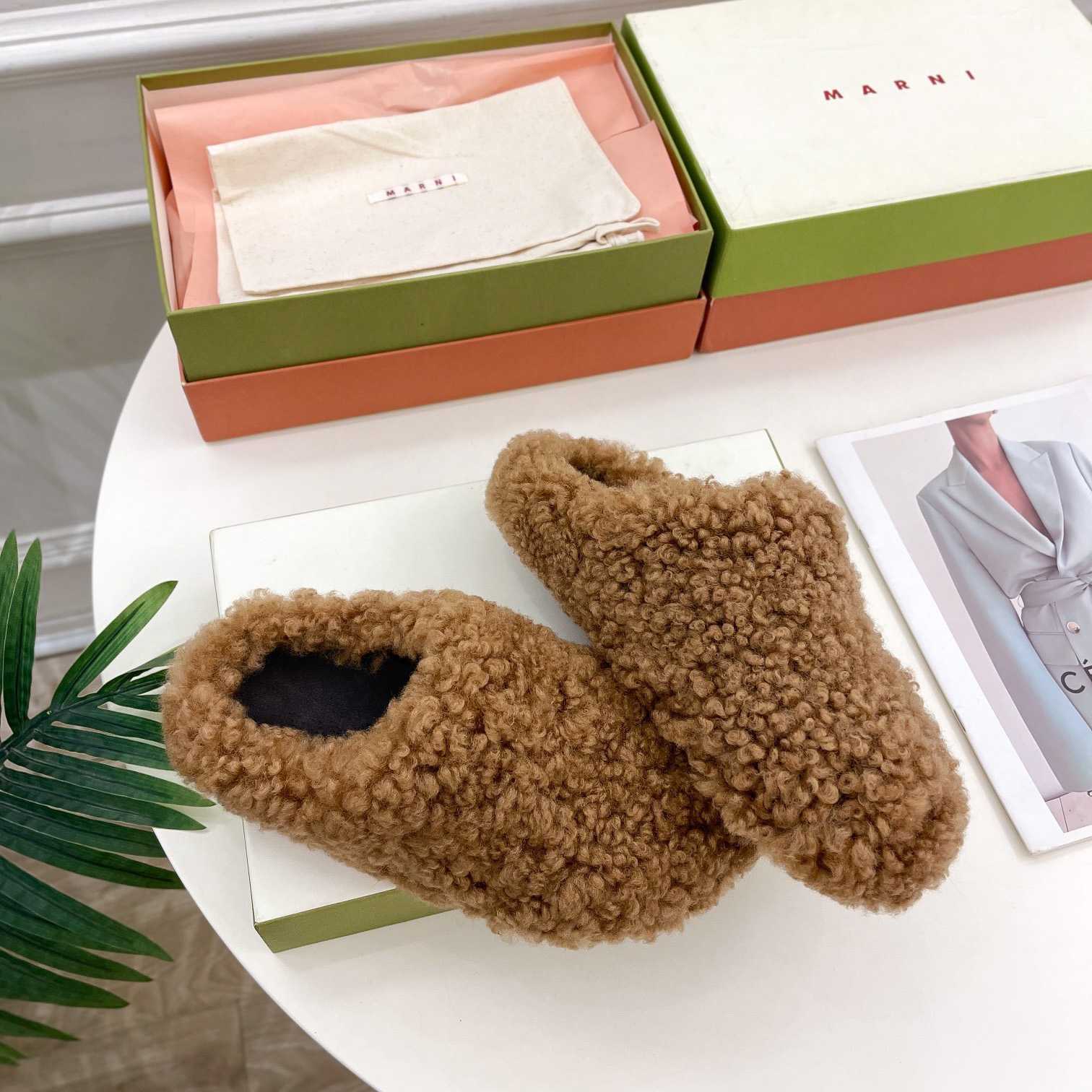 Marni Lamb Fur Mules - DesignerGu