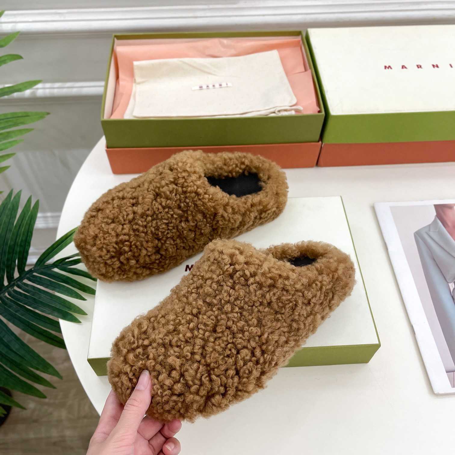 Marni Lamb Fur Mules - DesignerGu