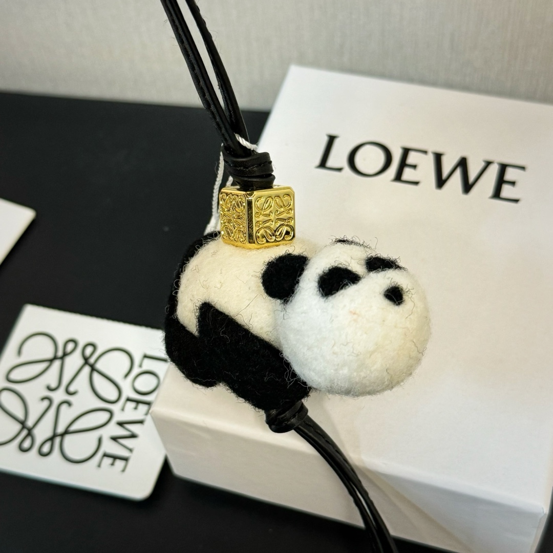 Loewe Panda Charm In Felt And Calfskin - DesignerGu