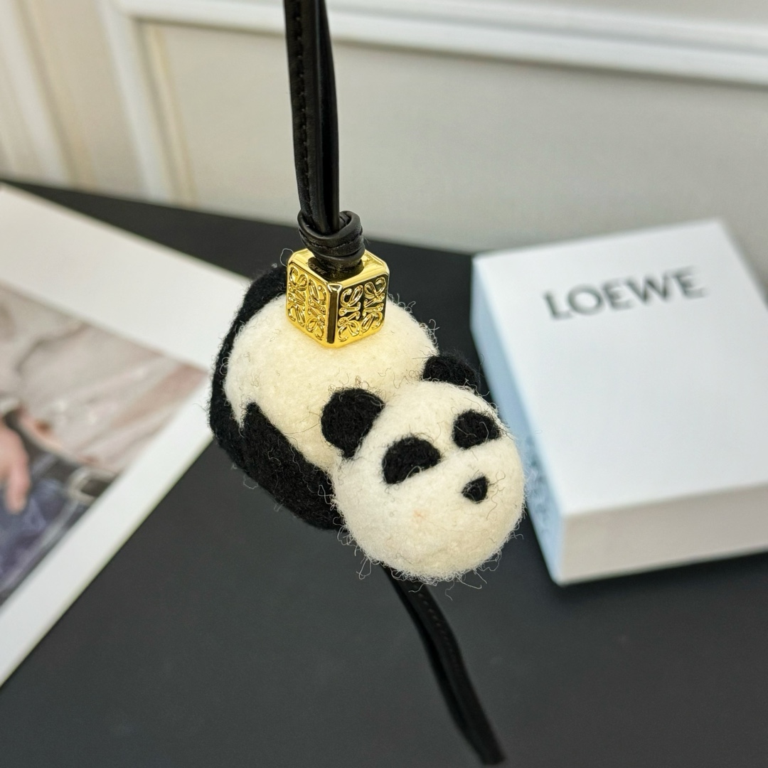 Loewe Panda Charm In Felt And Calfskin - DesignerGu