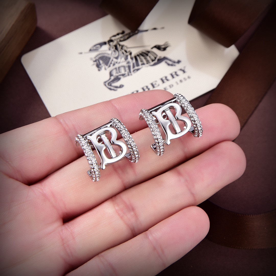 Burberry Logo Crystal Embellished Earrings - DesignerGu