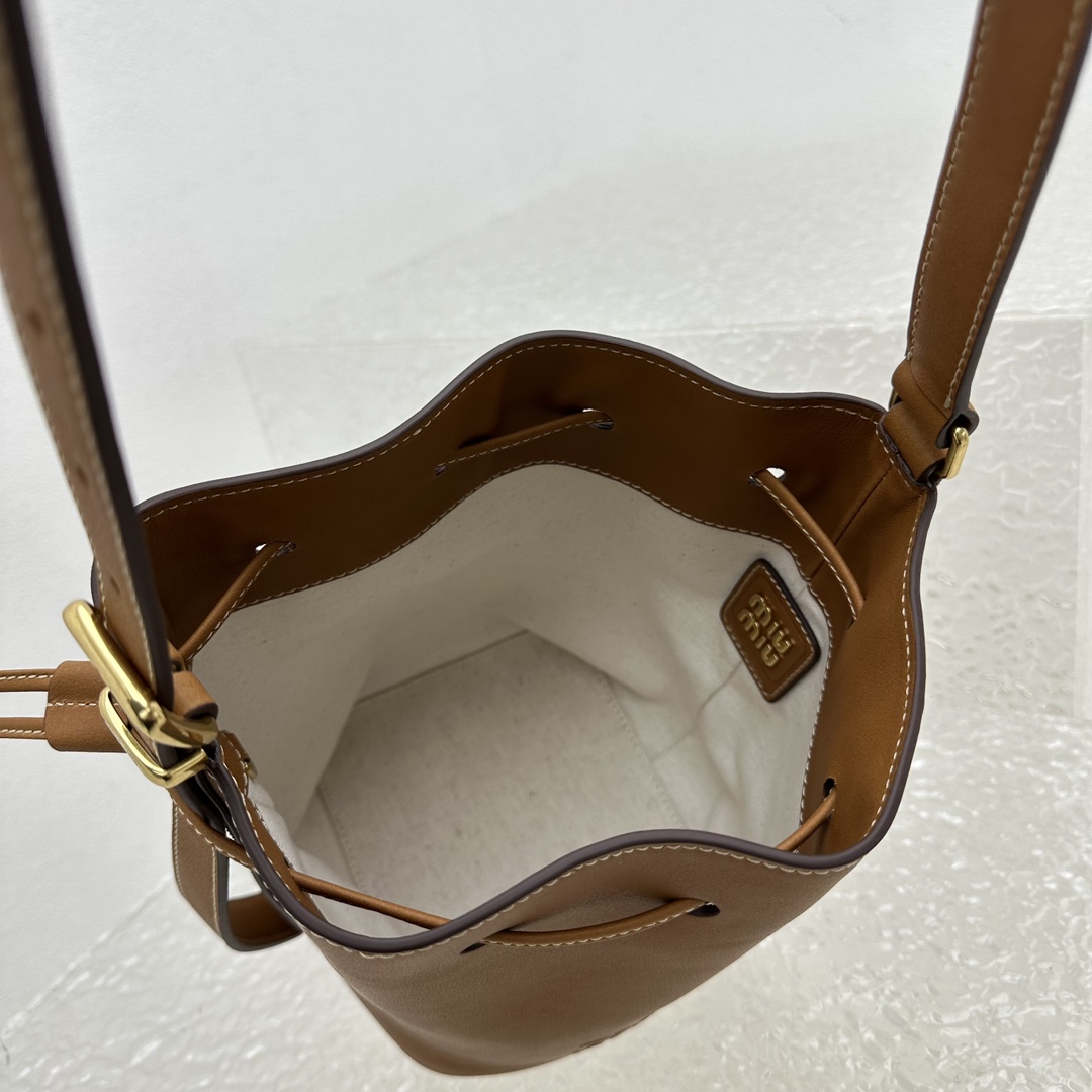 Miu Miu Leather Bucket Bag - DesignerGu