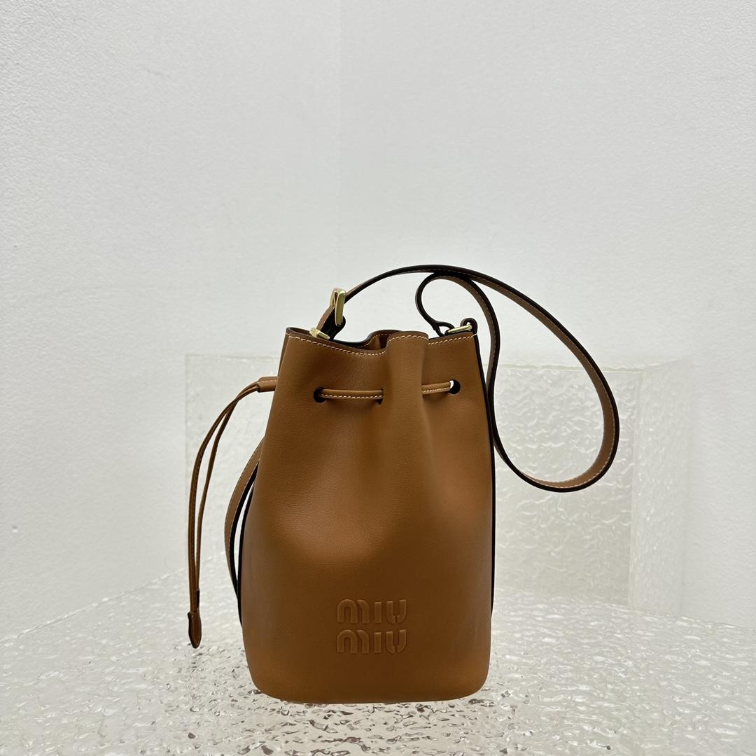 Miu Miu Leather Bucket Bag - DesignerGu