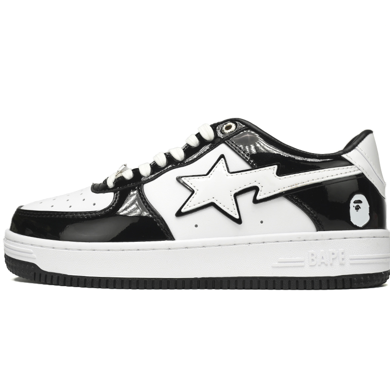 A Bathing Ape Bape Sta Low Black White Sneaker   1H70-191-001  - DesignerGu