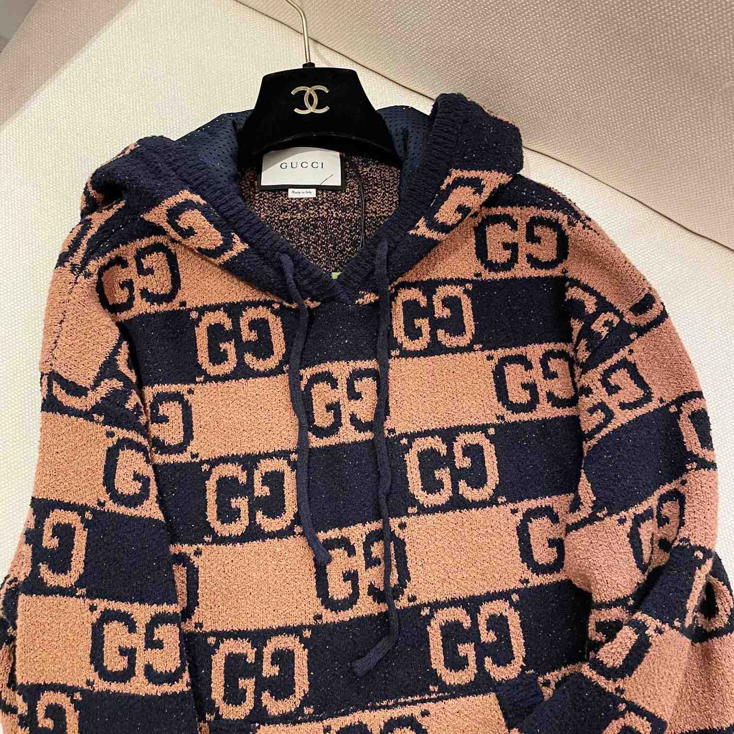 Gucci GG Cotton Jacquard Hooded Jumper  - DesignerGu