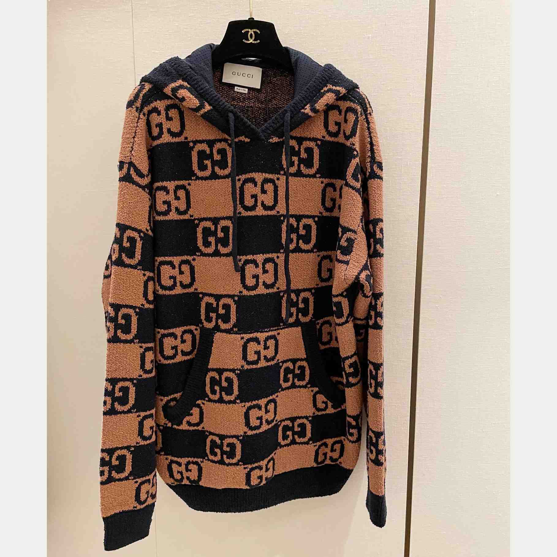 Gucci GG Cotton Jacquard Hooded Jumper  - DesignerGu