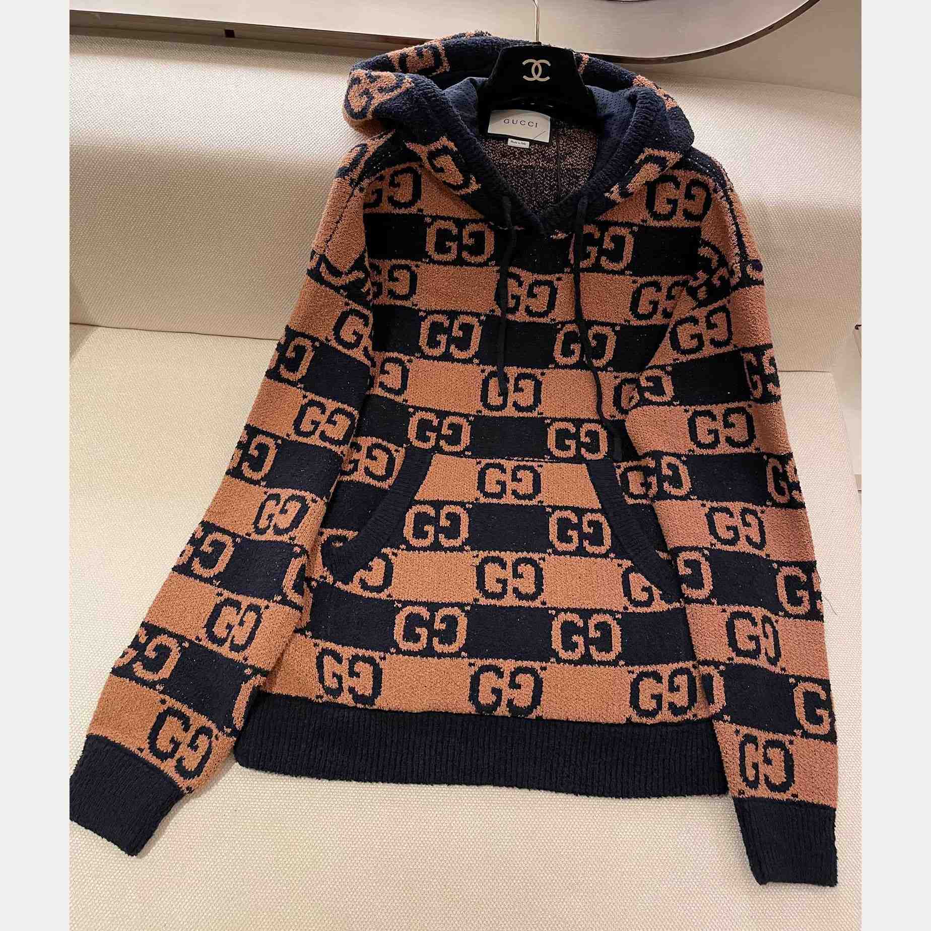 Gucci GG Cotton Jacquard Hooded Jumper  - DesignerGu